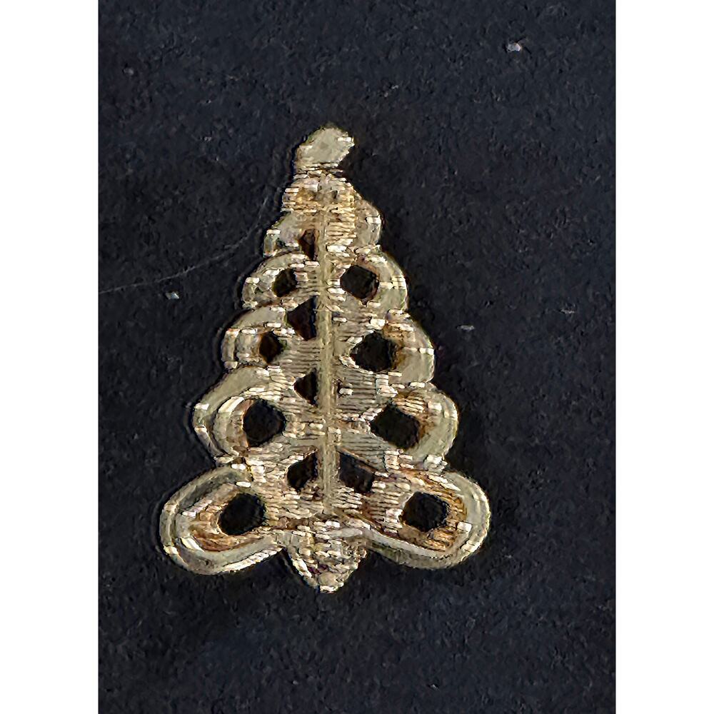 Vintage Gold-Tone Christmas Tree Brooch Pin .75″ x 1.25″ Tiny Holiday Pin CP101 - Picture 2 of 2